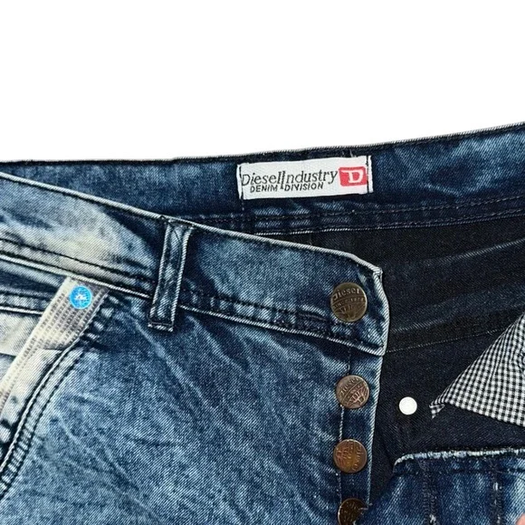 Diesel Denim Jeans Acid Wash Blue Designer Pockets Accents Mens Size 34 vintage - Picture 2 of 11